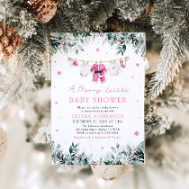 Christmas Girl Pink A Merry Little Baby Shower Invitation