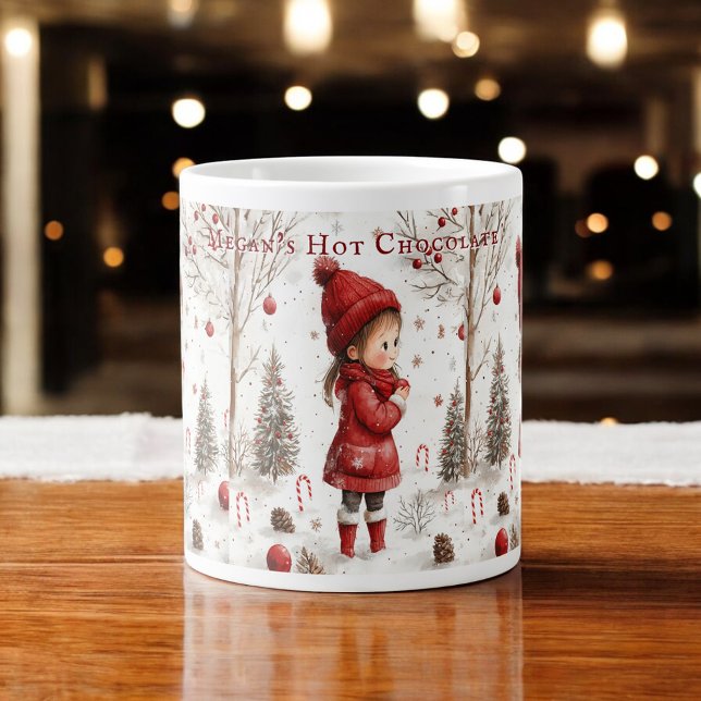 Christmas Girl Red Coat Candy Canes Giant Coffee Mug (Creator Uploaded)