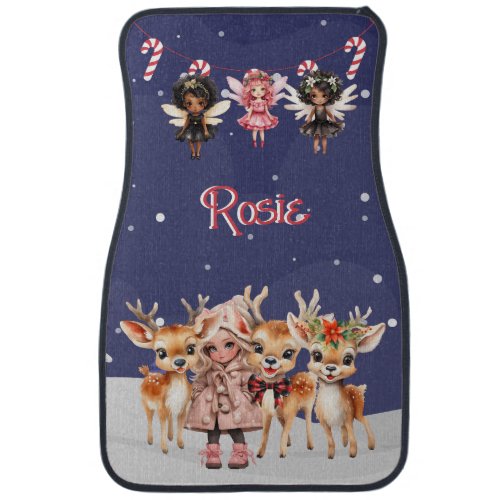Christmas Girl Reindeer Candy Cane Fairies Car Floor Mat