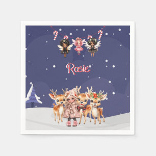 Christmas Girl Reindeer Candy Cane Fairies Napkins