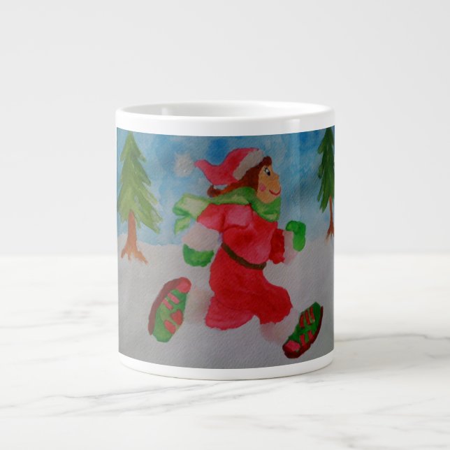 CHRISTMAS GIRL RUNNER JUMBO COFFEE MUG (Front)