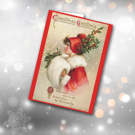 Christmas Girl Vintage Greeting Card