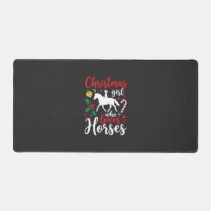 Christmas Girl Who Loves Horses Desk Mat