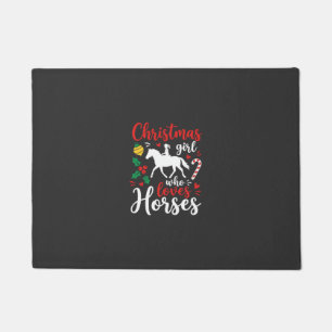 Christmas Girl Who Loves Horses Doormat