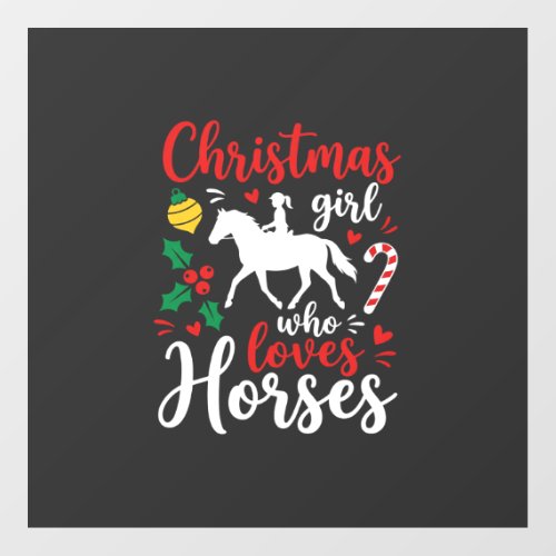 Christmas Girl Who Loves Horses Floor Decals
