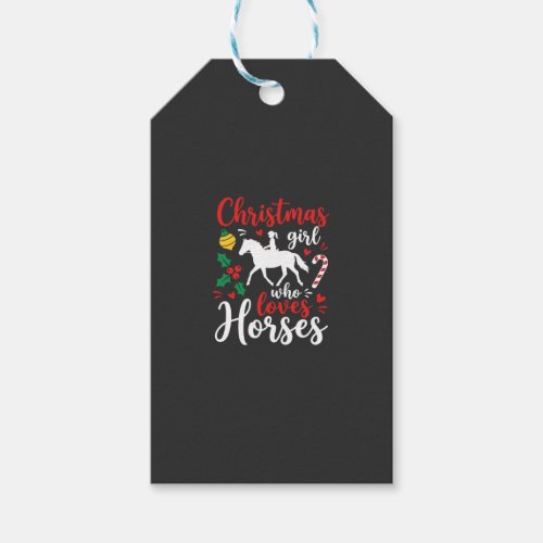 Christmas Girl Who Loves Horses Gift Tags