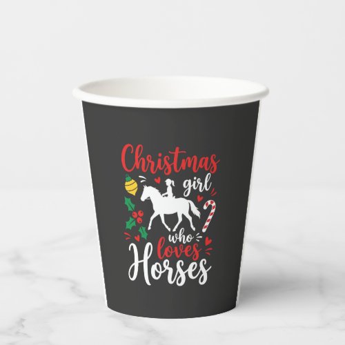 Christmas Girl Who Loves Horses Paper Cups