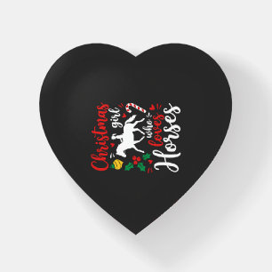 Christmas Girl Who Loves Horses Paperweight