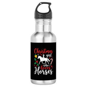 Christmas Girl Who Loves Horses Stainless Steel Water Bottle