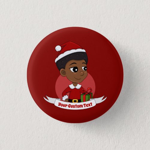 Christmas girl with an Afro cartoon Button