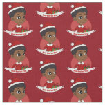 Christmas girl with an Afro cartoon Fabric
