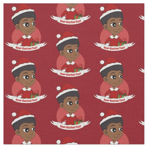 Christmas girl with an Afro cartoon Fabric