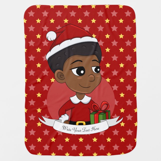 Christmas girl with an Afro cartoon Fleece Blanket (Front)