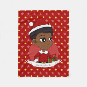 Christmas girl with an Afro cartoon Fleece Blanket