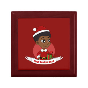 Christmas girl with an Afro cartoon Gift Box