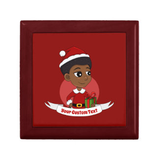 Christmas girl with an Afro cartoon Gift Box