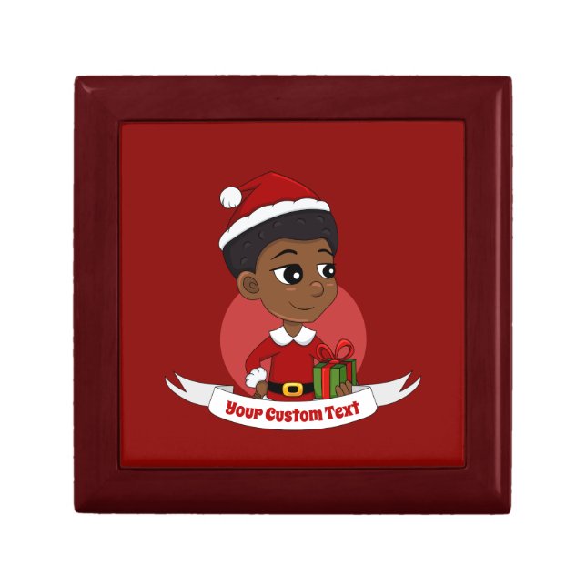 Christmas girl with an Afro cartoon Gift Box (Front)