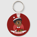 Christmas girl with an Afro cartoon Keychain