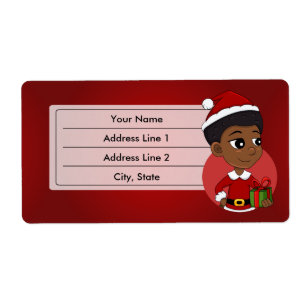 Christmas girl with an Afro cartoon Label