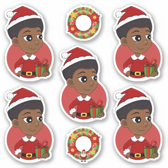 Christmas girl with an Afro cartoon Sticker (Front)