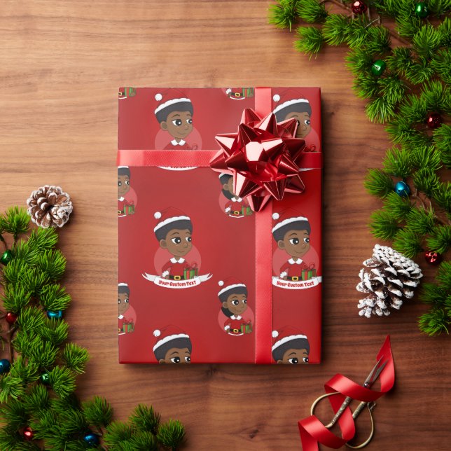 Christmas girl with an Afro cartoon Wrapping Paper (Holiday Gift)