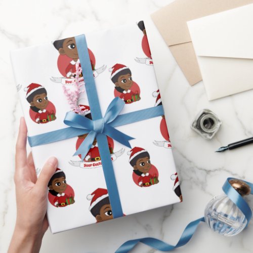 Christmas girl with an Afro cartoon Wrapping Paper