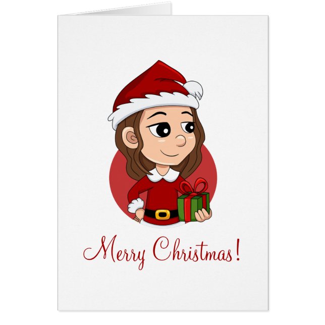 Christmas girl with brown wavy hair (Front)