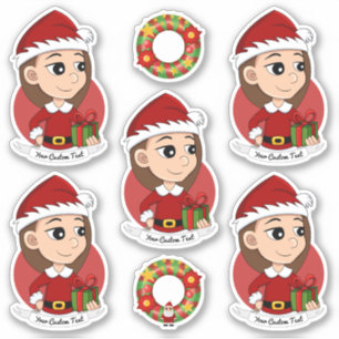 Christmas girl with long brown hair sticker
