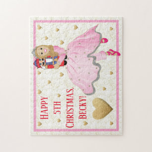 Christmas Girl's Puzzle Pink Ballerina Personalize