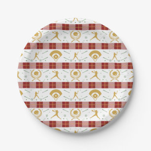 Christmas Girls Softball Player - Red Green Paper Plates