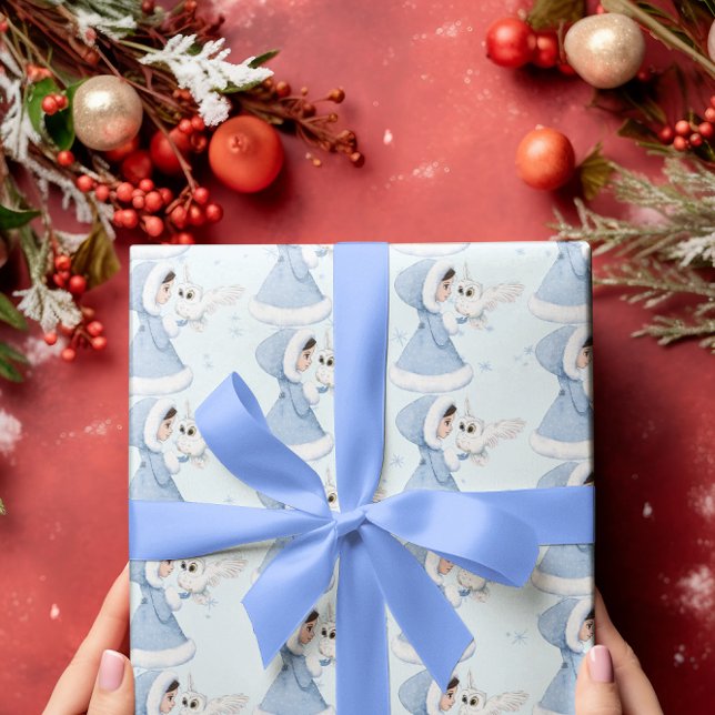 Christmas Girls Winter Blue Snowflakes Wrapping Paper (Creator Uploaded)