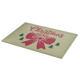 Christmas Girly Tree Bow Aesthetic Gift For Her Cutting Board