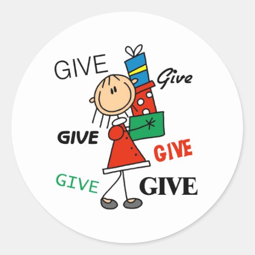 Christmas Give Give Give Classic Round Sticker