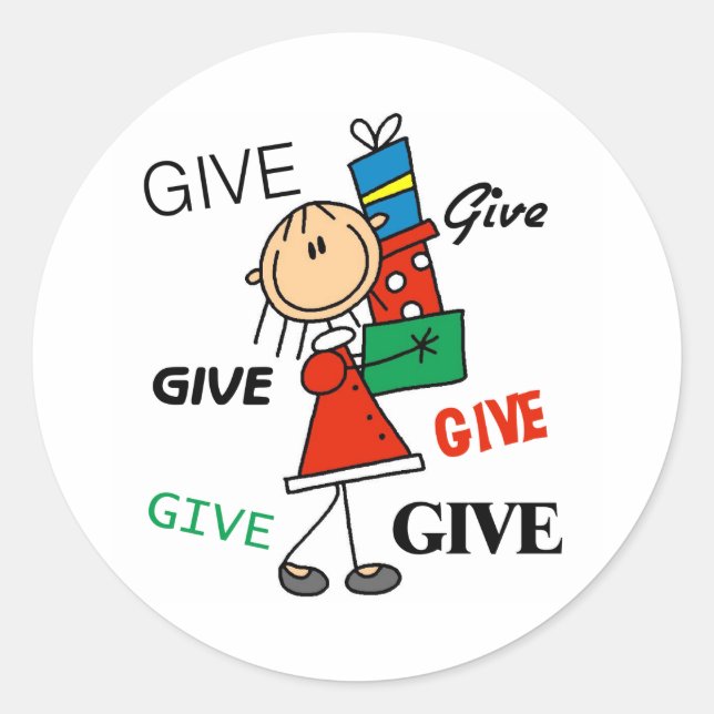 Christmas Give Give Give Classic Round Sticker (Front)