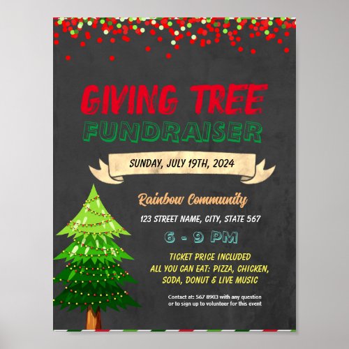 Christmas Giving Tree Fundraiser template Poster