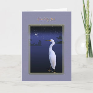 Christmas, Glæ delig Jul, Danish, Egret, Nativity Holiday Card
