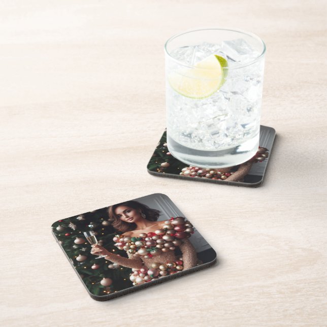 Christmas Glamour Beverage Coaster (Right Side)