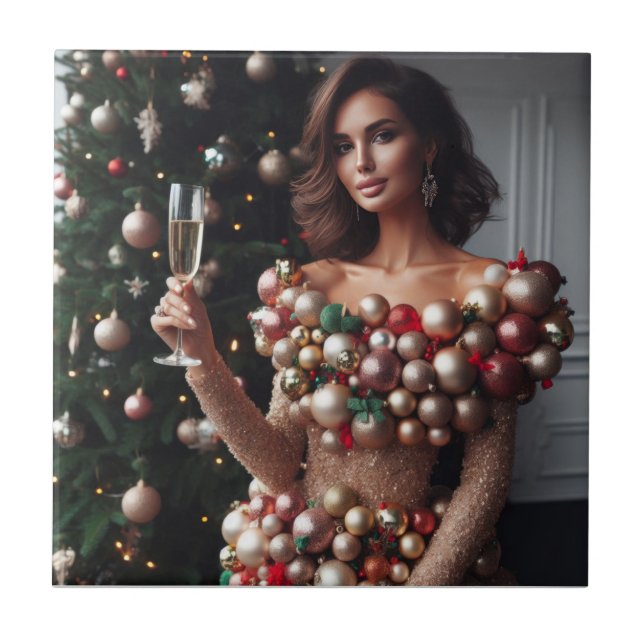 Christmas Glamour Ceramic Tile (Front)