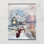 Christmas Glisten Winter Snowman Scene Postcard<br><div class="desc">Christmas design created by Tyra O'Bryant</div>