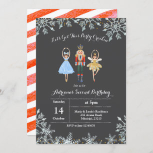 Christmas Glitter Birthday Invite Ballet