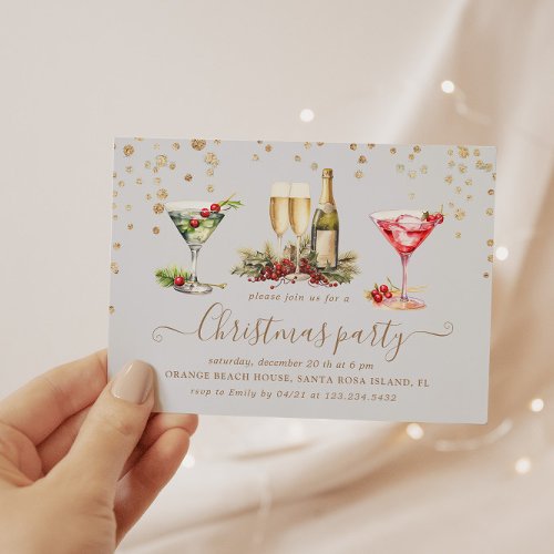 Christmas Glitter Cocktail Party Invitation