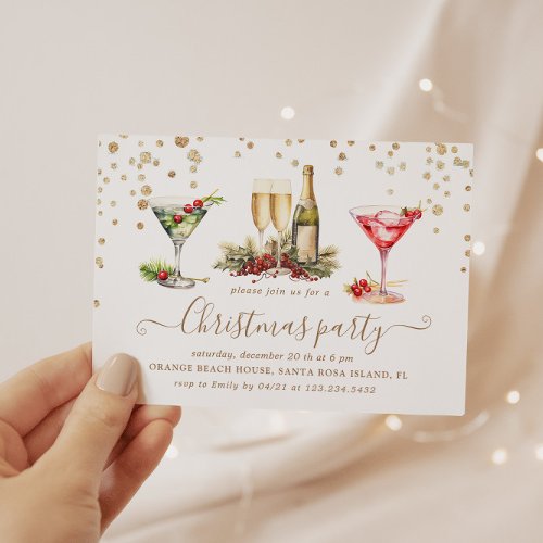 Christmas Glitter Cocktail Party Invitation