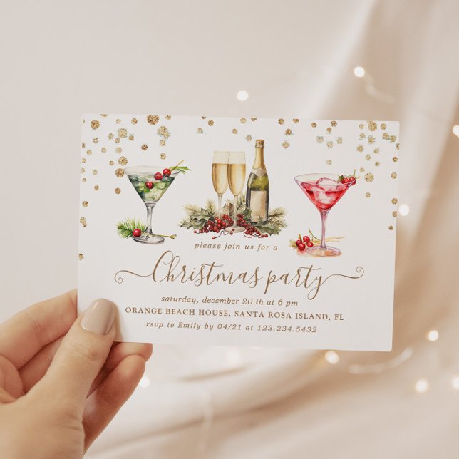 Christmas Glitter Cocktail Party Invitation (Creator Uploaded)
