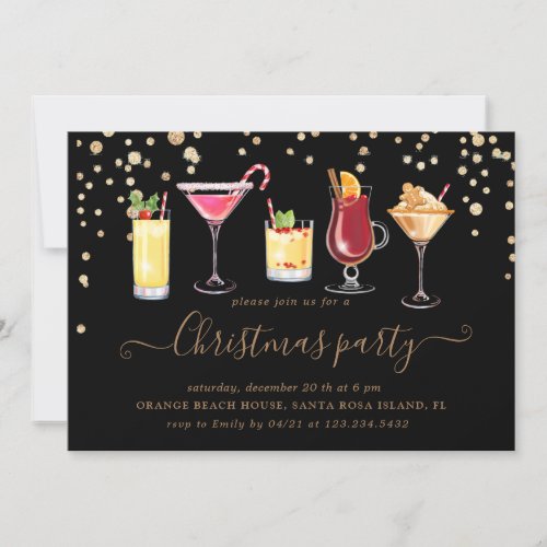Christmas glitter cocktail party invitation