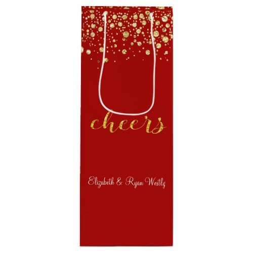 Christmas Glitter Confetti Cheers Custom Wine Gift Bag
