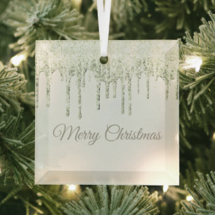 Christmas Glitter Drip Merry Christmas Glass Ornam Ornament