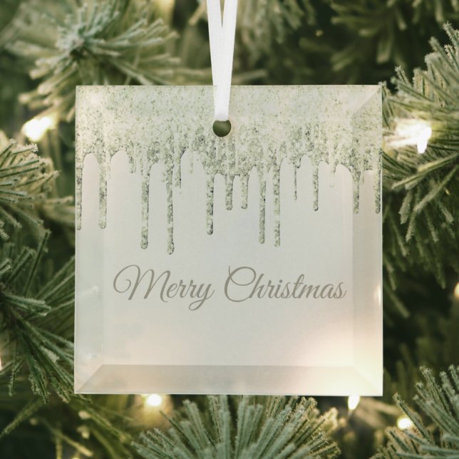 Christmas Glitter Drip Merry Christmas Glass Ornam Ornament (Insitu)