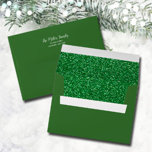 Christmas Glitter Lined Green Envelope