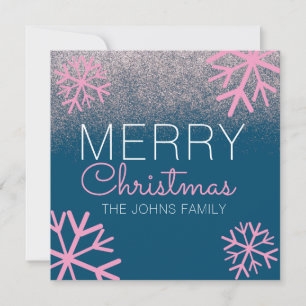 Christmas Glitter Pink Snowflakes