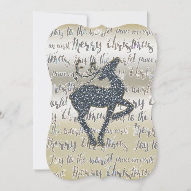 Christmas Glitter REINDEER Photo Holiday Card (Front)